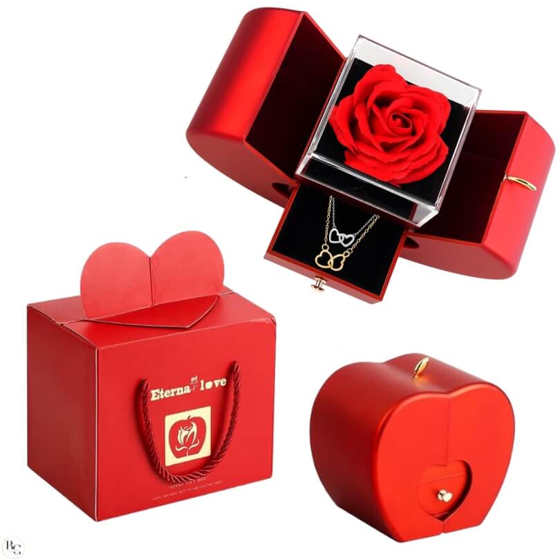 💖Pack Rosa Eterna: 2 Collares ➕ Tarjeta Dedicatoria ➕ Joya Sorpresa