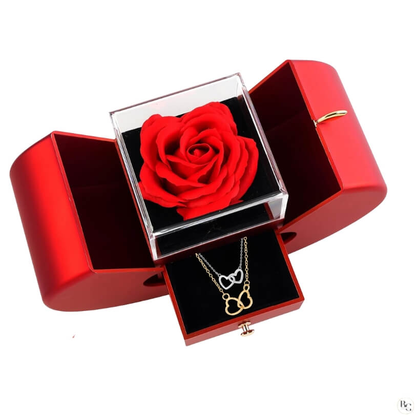 💖Pack Rosa Eterna: 2 Collares ➕ Tarjeta Dedicatoria ➕ Joya Sorpresa