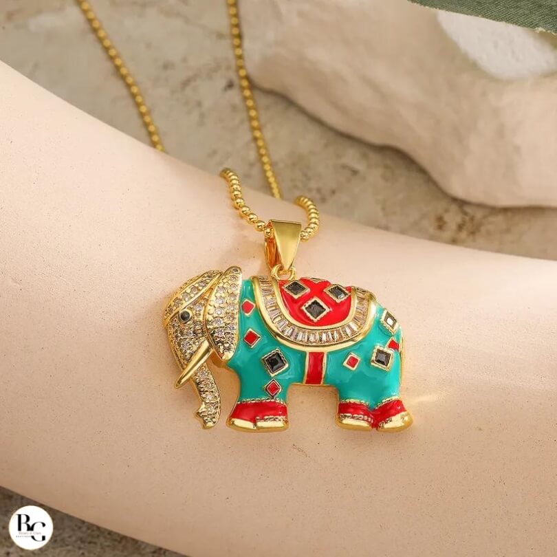 Collar Elefante De La Abundancia 🐘 Chapado En Oro 18K
