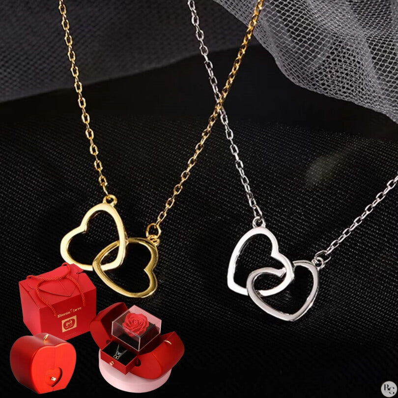 💖Pack Rosa Eterna: 2 Collares ➕ Tarjeta Dedicatoria ➕ Joya Sorpresa