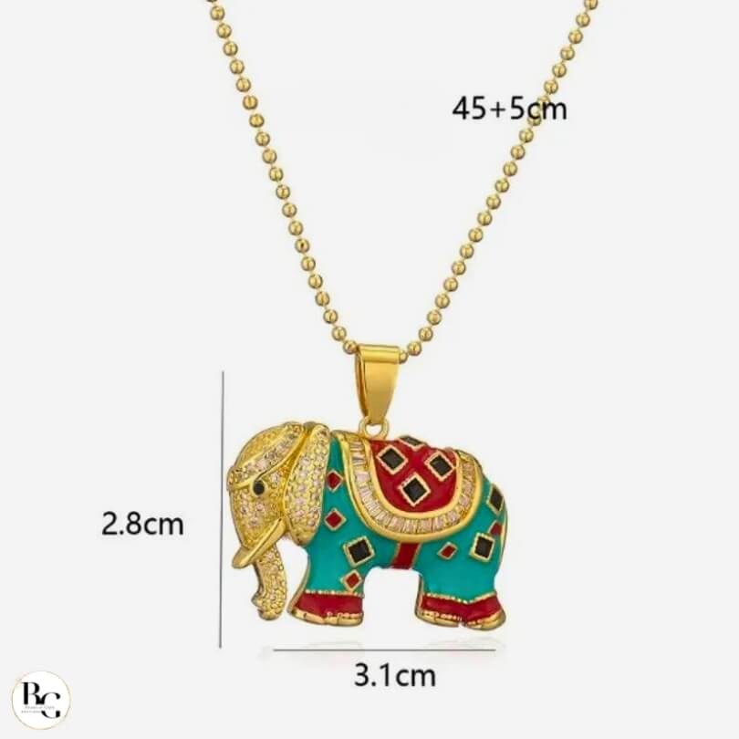 Collar Elefante De La Abundancia 🐘 Chapado En Oro 18K